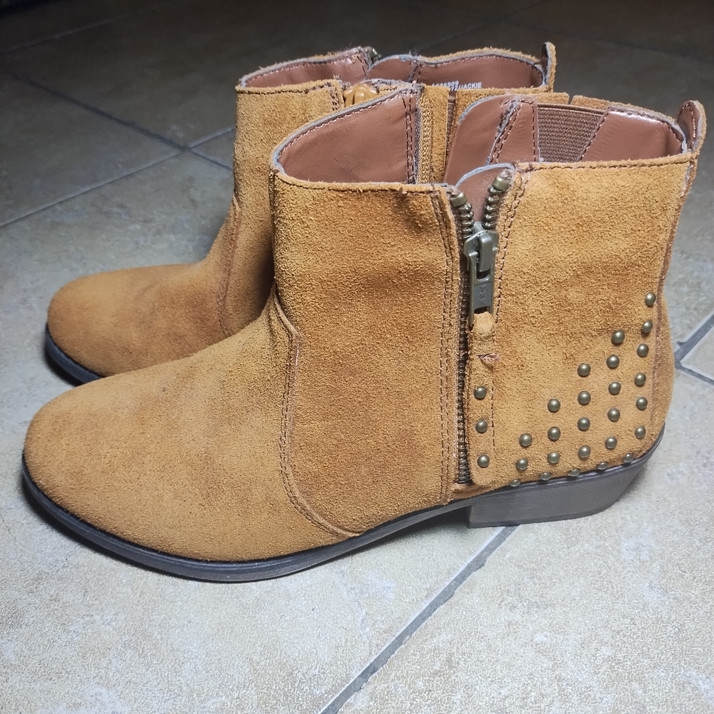 White Mountain Womens Brown Zip Up Leather Ankle Boots Size 7W